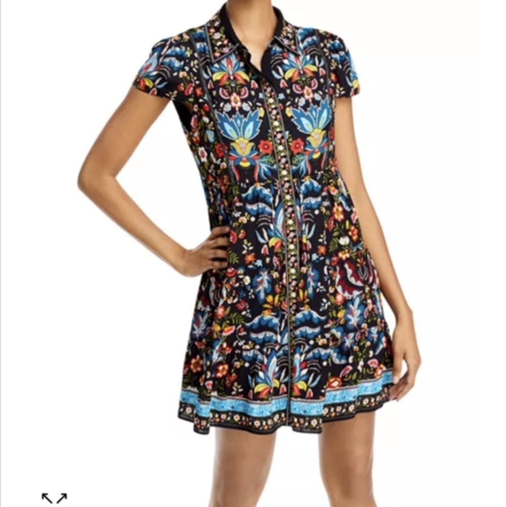 Meeko embroidered tiered shirt dress